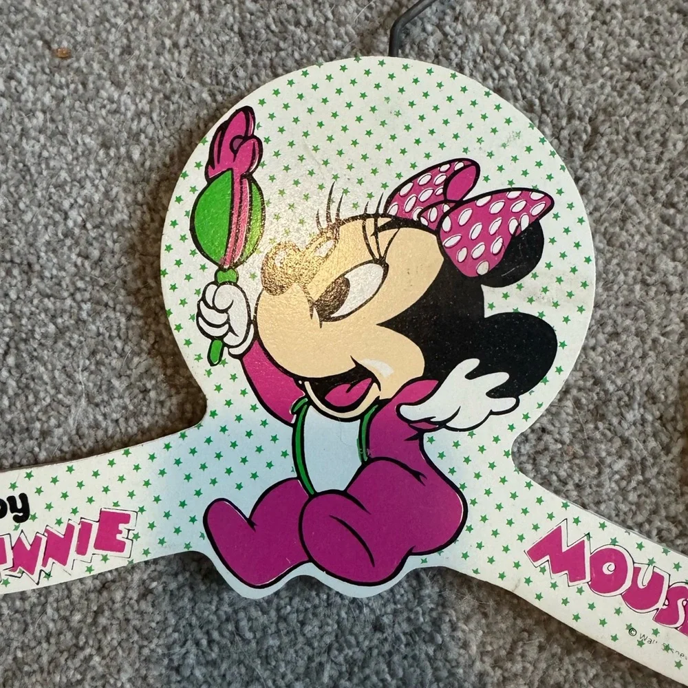 RARE 1985 Disney Babies Mickey & Minnie Wood Baby Hangers Set | USA Made